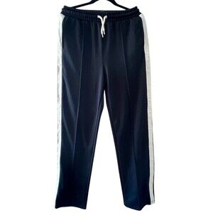 GAP Track Pants Joggers Womens Tall M Black White Side Stripe Drawstring